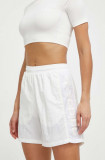 Cumpara ieftin Adidas Originals pantaloni scurti femei, culoarea alb, neted, high waist, IR5283