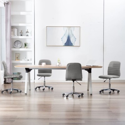 vidaXL Scaune de bucătărie pivotante, 4 buc., gri deschis, textil foto
