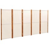 Cumpara ieftin Paravan de camera cu 5 panouri, alb crem, 350x180 cm