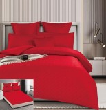 Cumpara ieftin Lenjerie Pat Finet Cu Carouri Britney Fl018, Bumbac, 4 Piese, Cu Elastic, Rosu