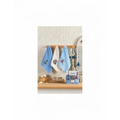 Set 3 prosoape de baie mici albastre cu model nautic