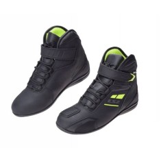 Ghete moto din piele intoarsa LS2 Garra WP negru/galben fluo marime 45
