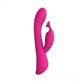 Vibrator Iepuras Moonlight Roz Silicon, Reincarcabil USB, 9 Functii Vibrare, LED, 21cm