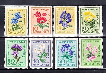 A12 S5 7 - Timbre foarte vechi - Mongolia - flori