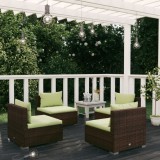 vidaXL Set mobilier de grădină cu perne, 4 piese, maro, poliratan 3101532