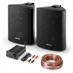 Skytec PA HiFi Set &amp;amp;quot;Bluetooth Play BK&amp;amp;quot; | 120Wpereche de difuzoare | Mini Bluetooth amplificator | cablu 10m foto