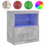 Cumpara ieftin Servanta cu lumini LED, gri beton, 60x37x67 cm
