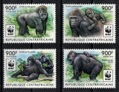 AFRICA CENTRALA 2015 - Fauna, Gorile /serie completa MNH foto