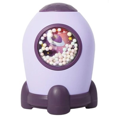 Pusculita decorativa Pufo Racheta Buclucasa, deschidere cu parola, 18 cm, mov foto