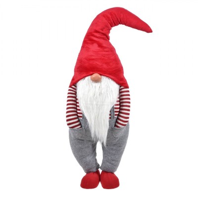 Figurina Decorativă Crăciun, Gnome, Căciulă Roșie, Bluză Dungi, &amp;Icirc;nălțime 115cm foto