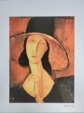 Amedeo Modigliani (1884-1920) - Portretul lui Jeanne Hebuterne cu o palarie mare