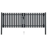 Cumpara ieftin Poarta de gard cu usa dubla, otel, 300x125 cm, antracit