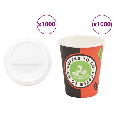 Cești de cafea din h&amp;acirc;rtie cu capace 1000 buc 8oz 240ml foto