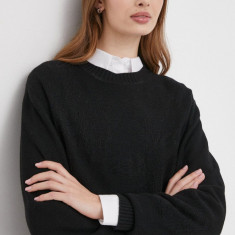 United Colors of Benetton pulover din amestec de lana femei, culoarea negru, light