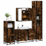 Gossi set de mobilier de baie 4 piese lemn prelucrat de stejar afumat