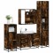 Gossi set de mobilier de baie 4 piese lemn prelucrat de stejar afumat