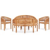 Set mobilier grădină tip banană, 5 piese, lemn masiv de tec