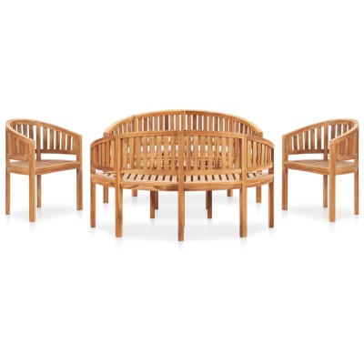 Set mobilier grădină tip banană, 5 piese, lemn masiv de tec foto