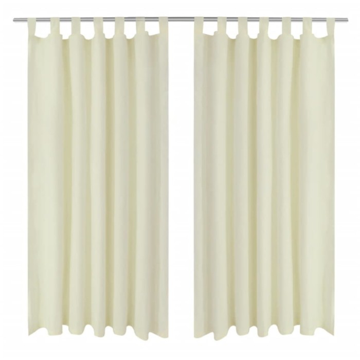 Draperii micro-satin cu bride, 140 x 245 cm, crem, 2 buc.