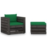 Cumpara ieftin Set mobilier gradina cu perne, 2 piese, lemn tratat gri