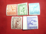 Serie a 8a Balcaniada de Atletism 1937 Romania , 5 valori, Nestampilat