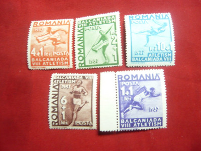 Serie a 8a Balcaniada de Atletism 1937 Romania , 5 valori foto
