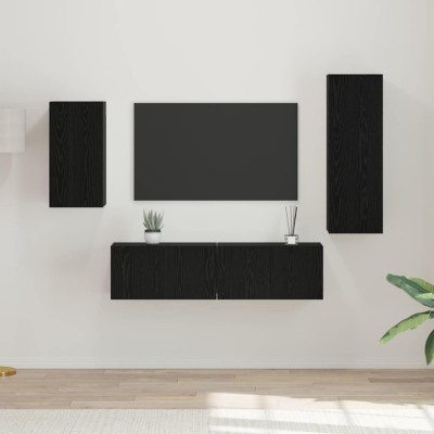vidaXL Set comodă TV Pe perete 4 pcs Stejar negru 30.5 x 30 x 90 cm 3393283 foto
