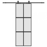 Usa glisanta cu set feronerie neagra 76x205cm sticla securizata