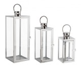 Cumpara ieftin Set 3 felinare otel argintiu Isolde 10x10x22.5 cm, 14x14x39.5 cm, 18x18x50.5 cm