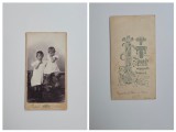 Fotografie de colectie format Cabinet, Atelier Dunky, Portret Boni si Iliko Rengenhof, Cluj, Kolozsvar, Transilvania, Romania, Austro-Ungaria, ca 1890