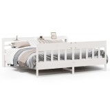 Cumpara ieftin Cadru de pat fara saltea, alb, 200x200 cm, lemn masiv pin