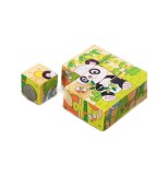 Set 6 in 1 cuburi Puzzle din lemn pentru copii, 6 imagini, animale salbatice, Oem