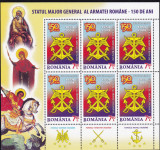 2009 LP 1849 a STATUL MAJOR GENERAL AL ARMATEI ROMANE MINICOALA DE 6+3 TABS MNH, Stampilat
