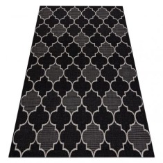 Covor sisal Floorlux 20607 marocani trellis negru si argintiu , 80x150 cm