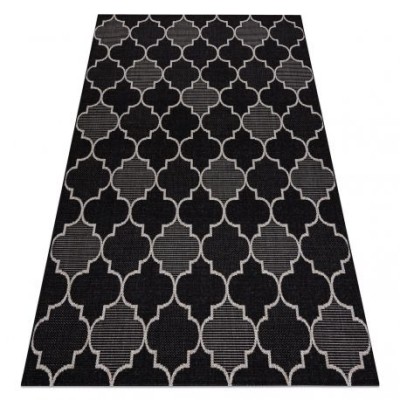 Covor sisal Floorlux 20607 marocani trellis negru si argintiu , 60x110 cm foto