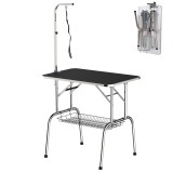 PawHut Masă pentru Toaletat și Tuns C&acirc;ini sau Pisici cu coș 91.5x61.5x77cm