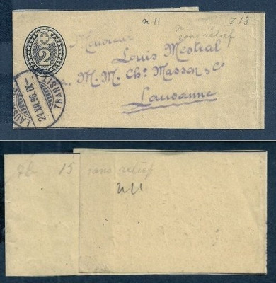 Switzerland 1896 Old wrapper postal stationary Lausanne D.337 foto