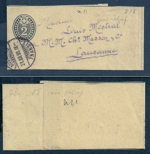 Switzerland 1896 Old wrapper postal stationary Lausanne D.337