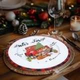 Tava de Craciun - metal - masina - alb - 33 cm