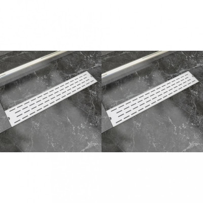 vidaXL Rigolă liniară de duș, 2 buc., 630x140 mm, oțel inoxidabil, linii foto