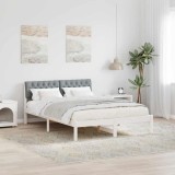vidaXL Cadru de pat Alb și gri deschis 160 x 200 cm Lemn masiv de pin 878598