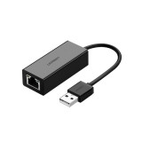 Adaptor USB 2.0 la Gigabit Ethernet RJ45, Ugreen CR110 20254, 100Mbps, Negru