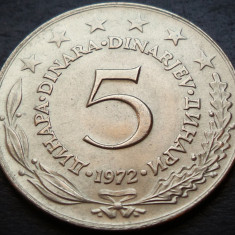 Moneda 5 DINARI / DINARA - RSF YUGOSLAVIA, anul 1972 * cod 5156 B = UNC