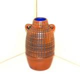 Vază cu anse, ceramică emailată, sgrafitto, hand made, anii 60 - AWF (Arnold Wiigs Fabrikker) Halden, Norvegia