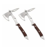 Cumpara ieftin Set doua topoare multifunctionale din otel cu maner ergonomic si spargator geam, 53 cm, maro