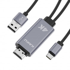 Adaptor HDMI cu conector tip USB-C marca Kakusiga KSC-557, Gri