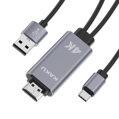 Adaptor HDMI cu conector tip USB-C marca Kakusiga KSC-557, Gri foto