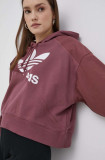 Adidas Originals hanorac de bumbac HC7035 femei, culoarea roz, cu imprimeu HC7035-QUICRI