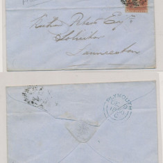 Great Britain 1850 Rare 1d Red Cover Plymouth to Launceston DG.001