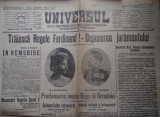 Ziarul Universul : PROCLAMAREA NOULUI REGE AL ROM&Acirc;NIEI - 30 septembrie 1914